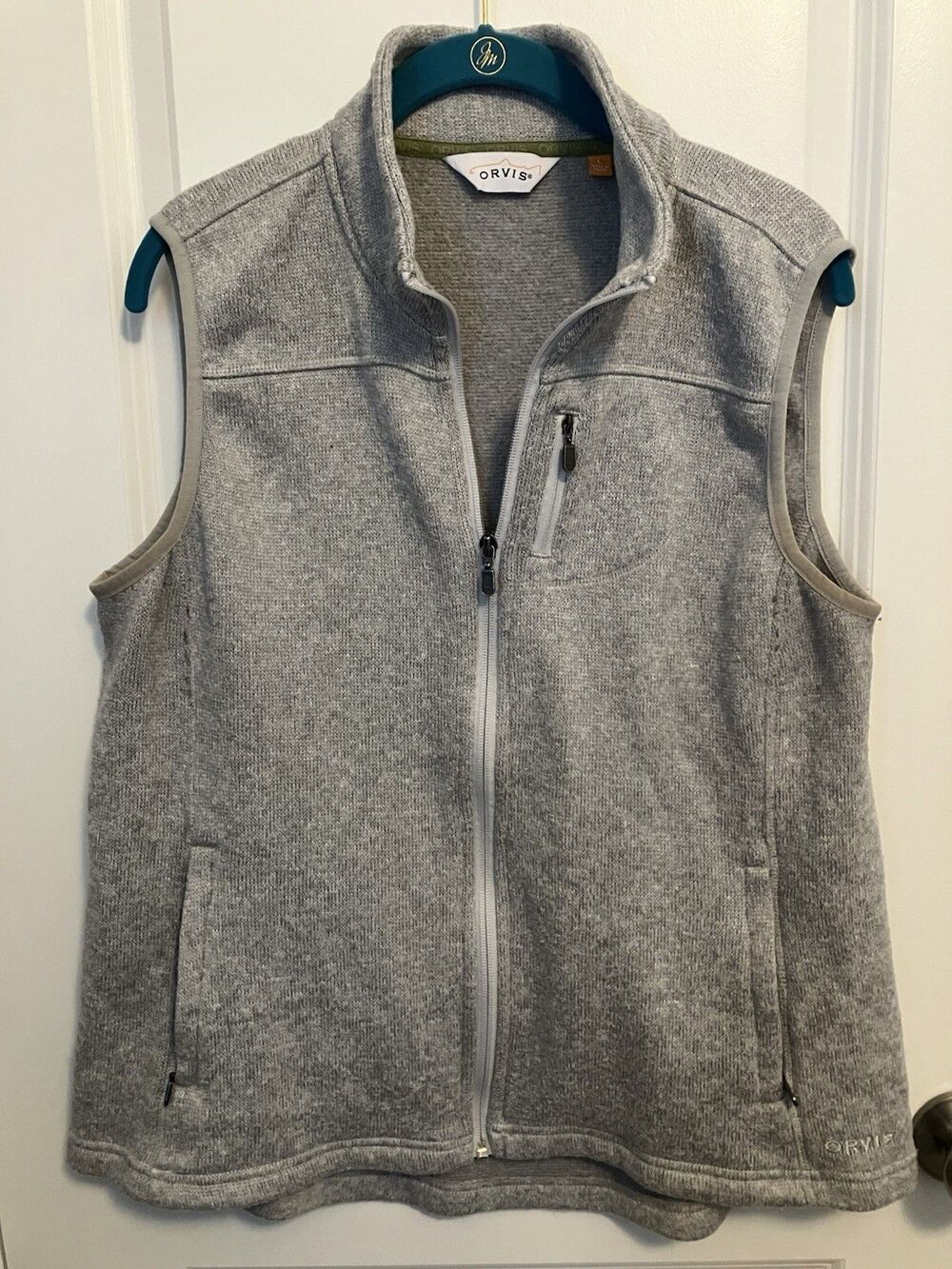 Orvis Fleece Vest Womens Large marled heather Gray, Full Zip, Pockets